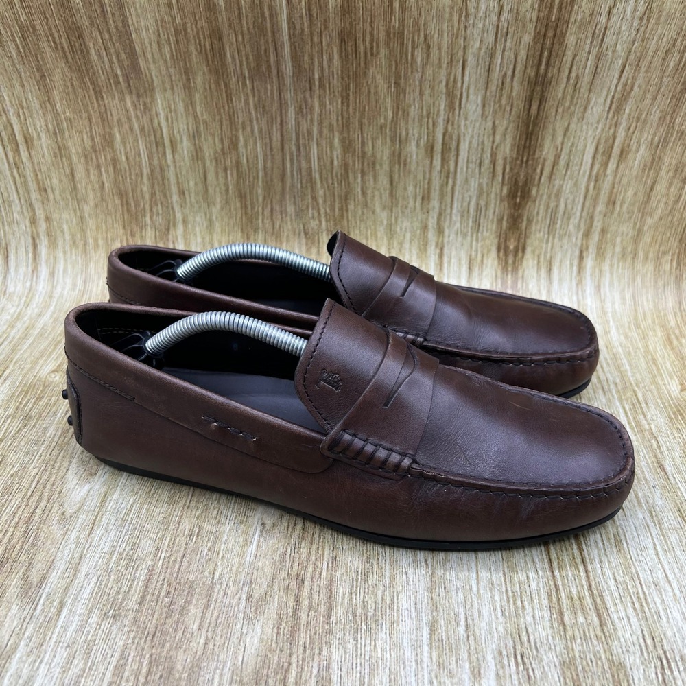 Tods Gommino Penny Loafer Driving Shoes Men's Size 7 Brown Leather Italy Casual